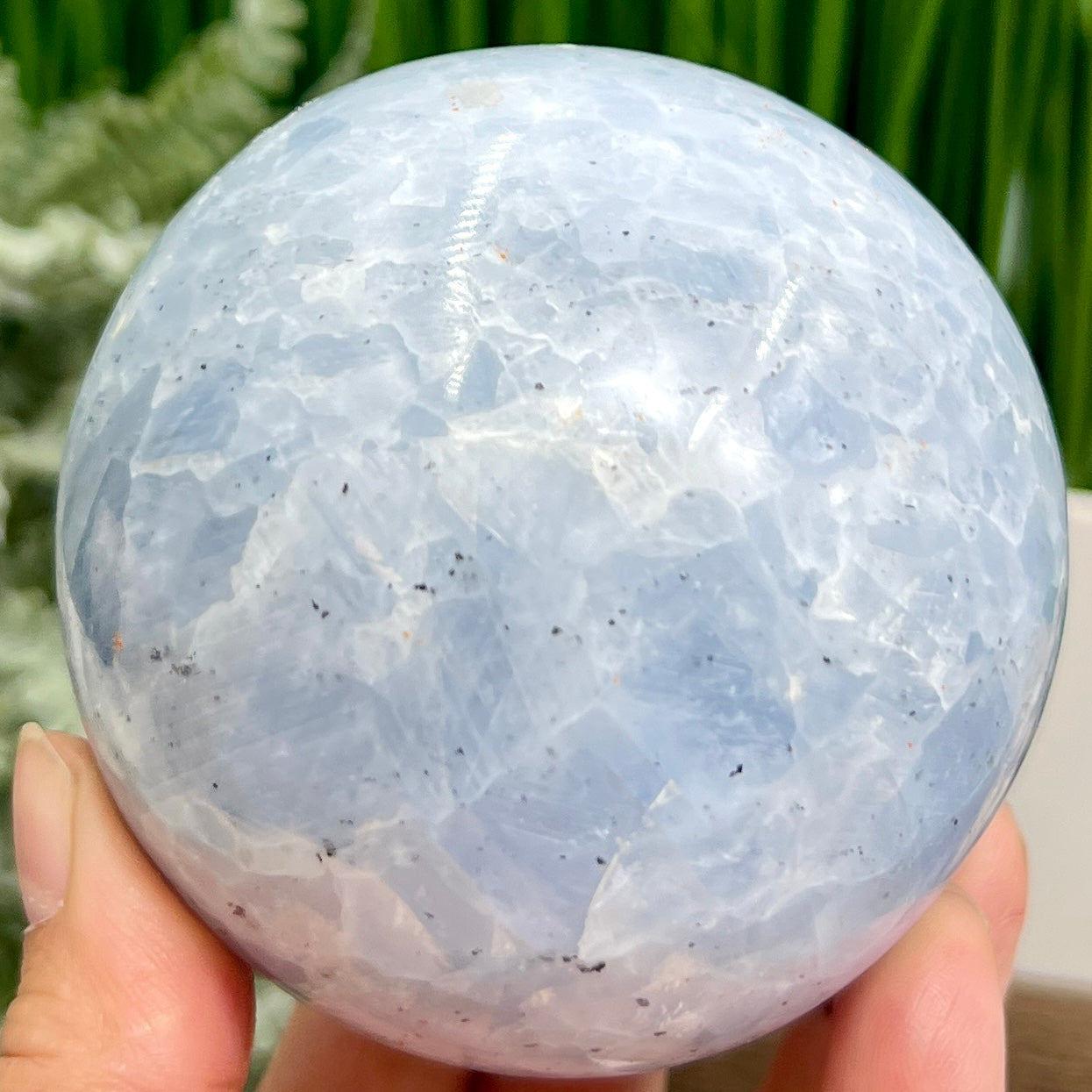 Blue Calcite with Galena Sphere Healing Crystal Ball 778g 82mm