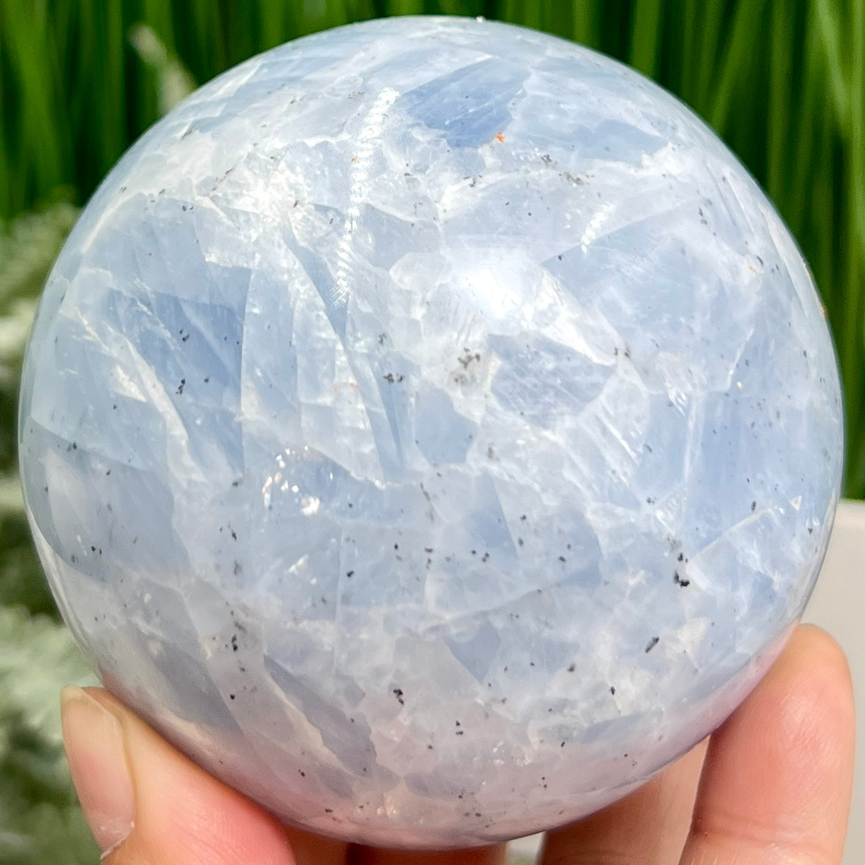 Blue Calcite with Galena Sphere Healing Crystal Ball 778g 82mm