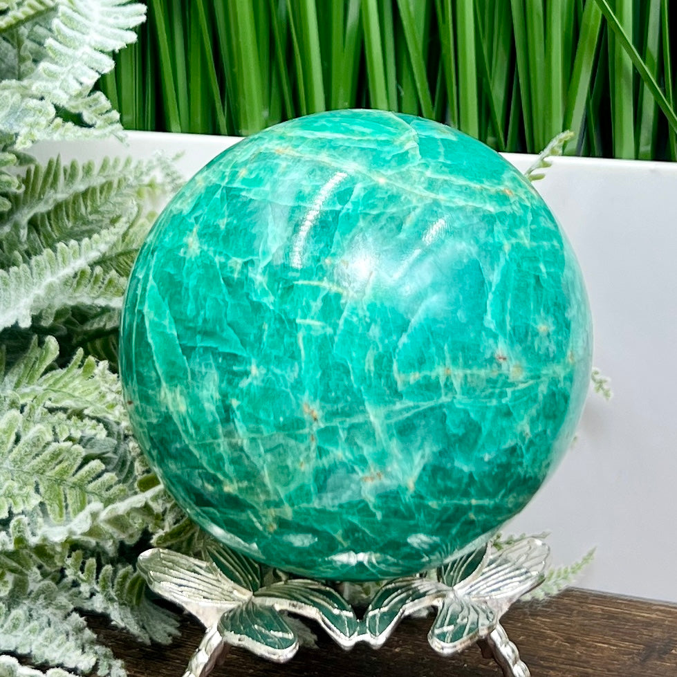 Amazonite Sphere Flashy Healing Crystal Ball 864g 86mm