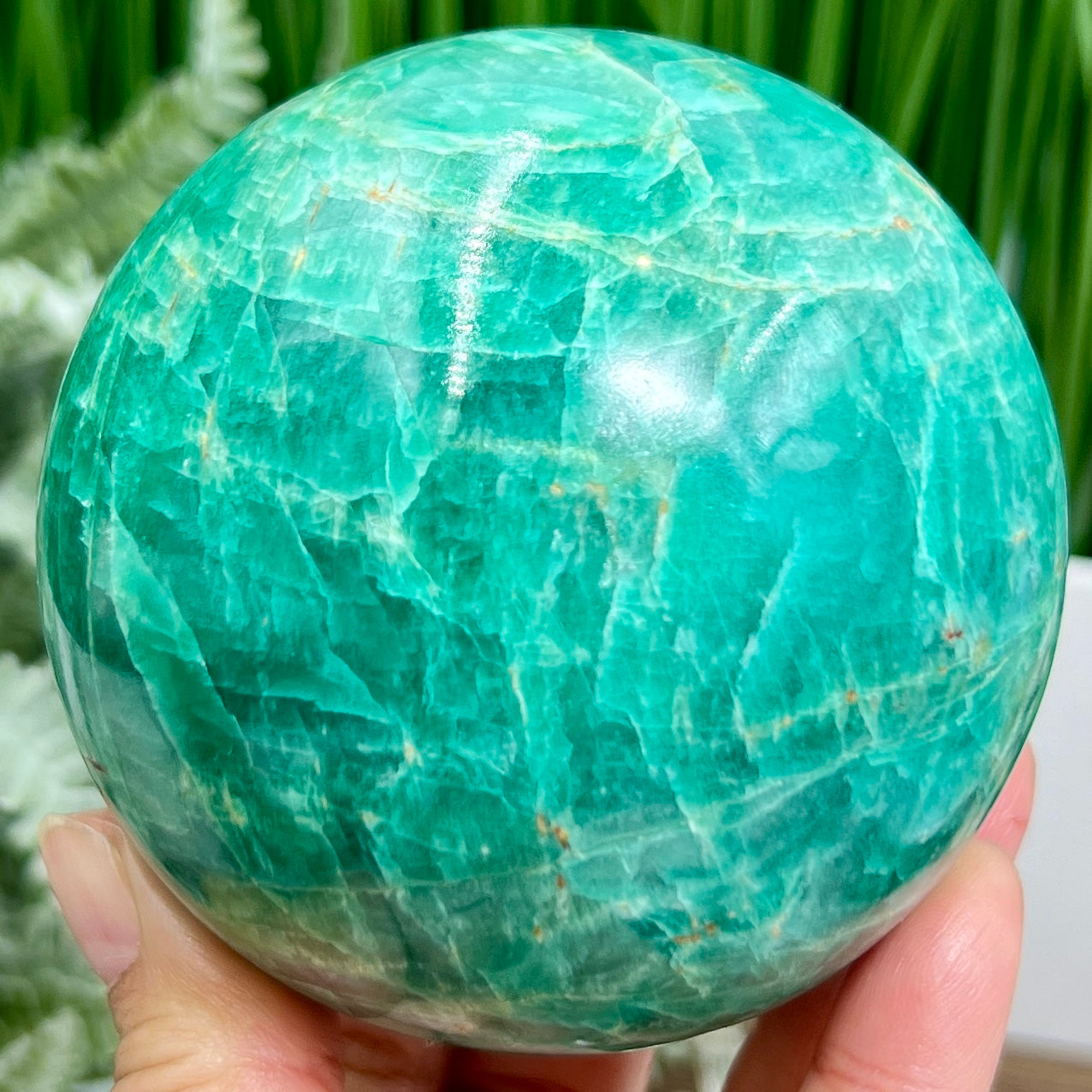 Amazonite Sphere Flashy Healing Crystal Ball 864g 86mm