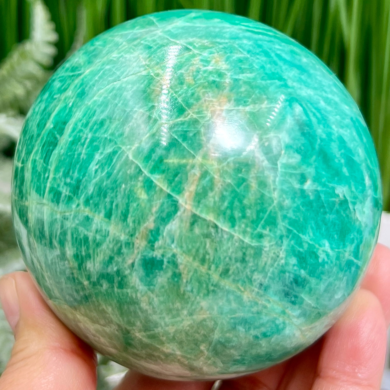 Amazonite Sphere Flashy Healing Crystal Ball 864g 86mm