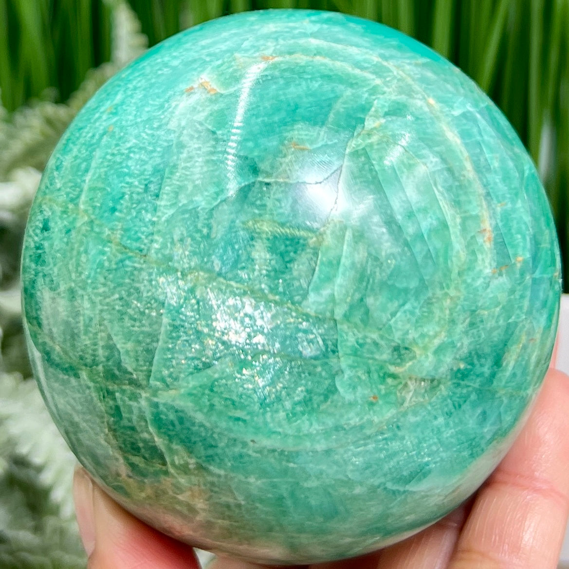 Amazonite Sphere Flashy Healing Crystal Ball 864g 86mm