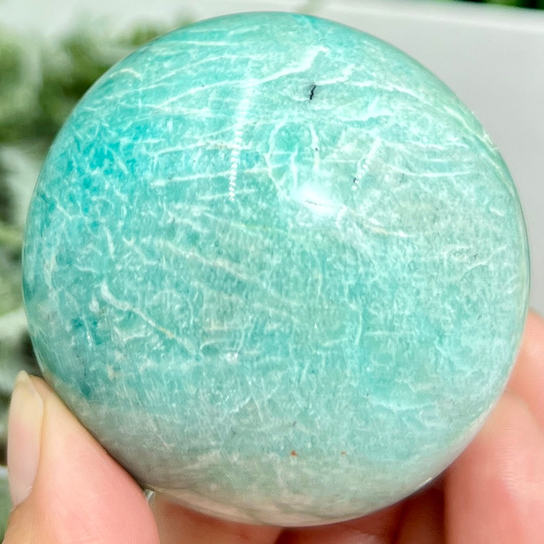 Amazonite with Smoky Quartz Flashy Sphere Healing Crystal Ball 298g 61mm