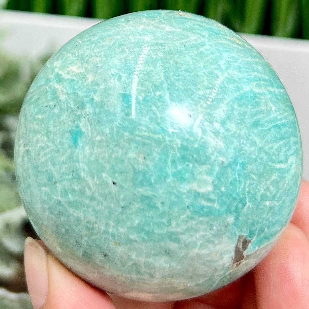 Amazonite with Smoky Quartz Flashy Sphere Healing Crystal Ball 298g 61mm