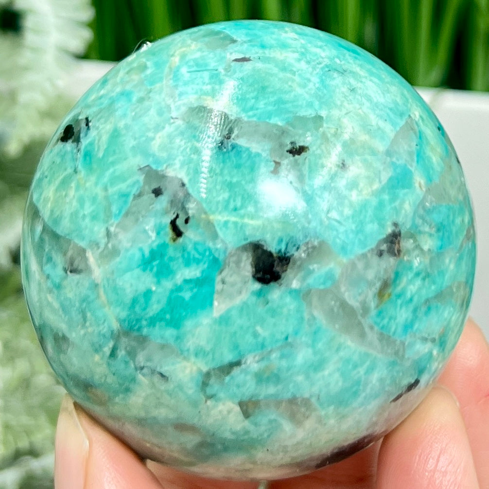 Amazonite with Smoky Quartz Sphere Healing Crystal Ball 296g 60mm