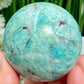 Amazonite with Smoky Quartz Sphere Healing Crystal Ball 296g 60mm