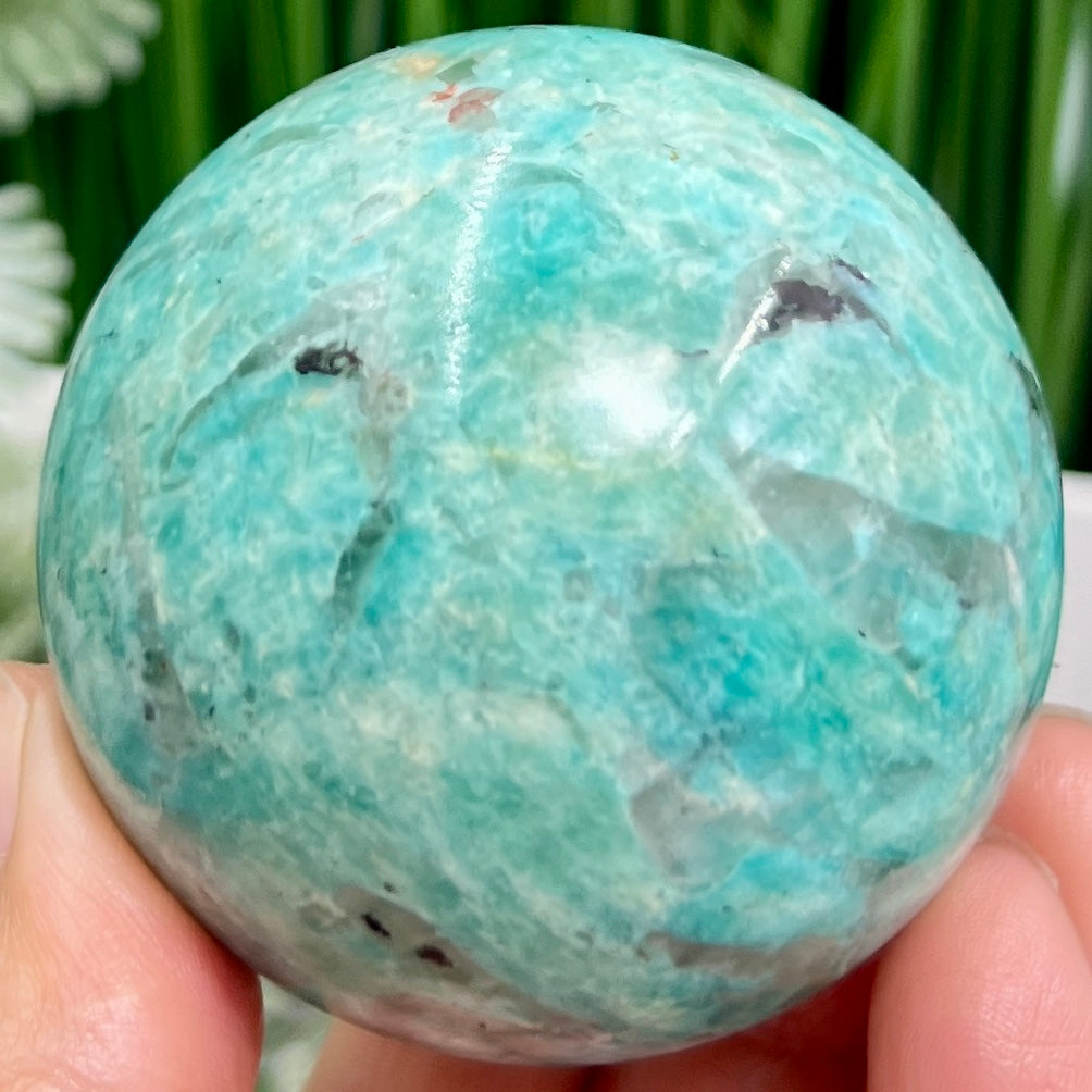 Amazonite with Smoky Quartz Sphere Healing Crystal Ball 296g 60mm