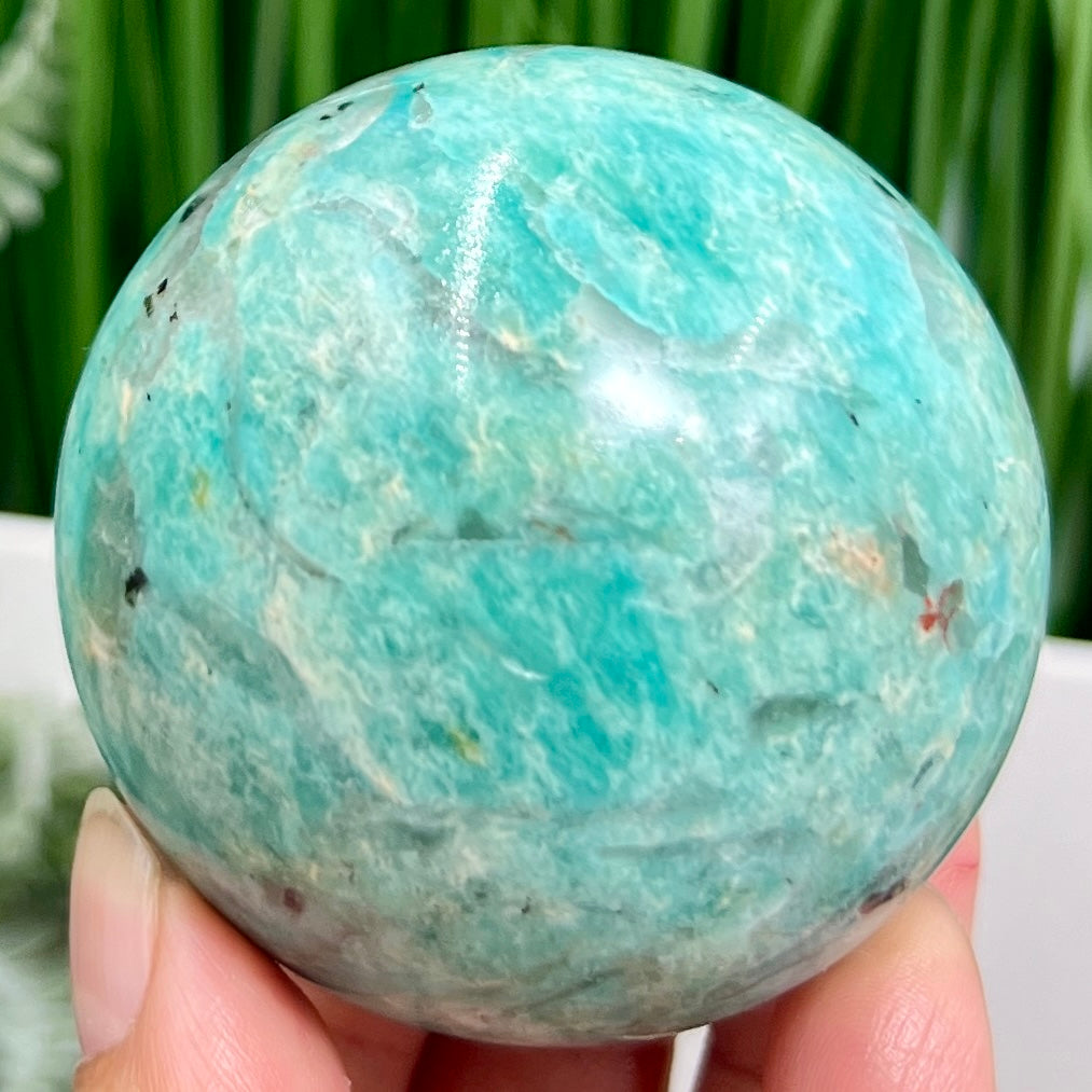 Amazonite with Smoky Quartz Sphere Healing Crystal Ball 296g 60mm