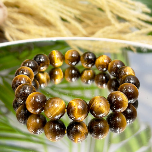 Tigers Eye Crystals Bracelets Wearable Gemstones Elastic Various Bead Sizes