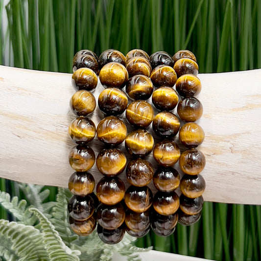 Tigers Eye Crystals Bracelets Wearable Gemstones Elastic Various Bead Sizes