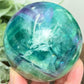 Snowflake Feather Fluorite Blue Green Purple Flashy Sphere Crystal Ball 764g 77mm