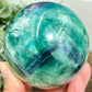 Snowflake Feather Fluorite Blue Green Purple Flashy Sphere Crystal Ball 764g 77mm