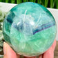 Snowflake Feather Fluorite Blue Green Purple Flashy Sphere Crystal Ball 764g 77mm