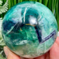 Snowflake Feather Fluorite Blue Green Purple Flashy Sphere Crystal Ball 780g 78mm