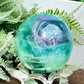 Fluorite Blue Green Purple Flashy Sphere Healing Crystal Ball 504g 67mm