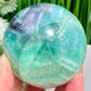 Fluorite Blue Green Purple Flashy Sphere Healing Crystal Ball 504g 67mm