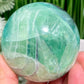 Fluorite Blue Green Purple Flashy Sphere Healing Crystal Ball 504g 67mm