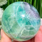 Fluorite Blue Green Purple Flashy Sphere Healing Crystal Ball 504g 67mm