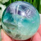 Fluorite Blue Green Purple Flashy Sphere Healing Crystal Ball 416g 63mm