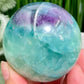 Fluorite Blue Green Purple Flashy Sphere Healing Crystal Ball 416g 63mm