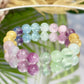 Fluorite Purple Blue Yellow Green Crystals Bracelets Wearable Gemstones Elastic 9-10mm Beads 16cm