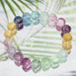 Fluorite Purple Blue Yellow Green Crystals Bracelets Wearable Gemstones Elastic 9-10mm Beads 16cm