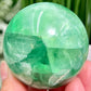 Fluorite Green Flashy Sphere Healing Crystal Ball 336g 59mm