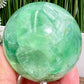 Fluorite Green Flashy Sphere Healing Crystal Ball 336g 59mm