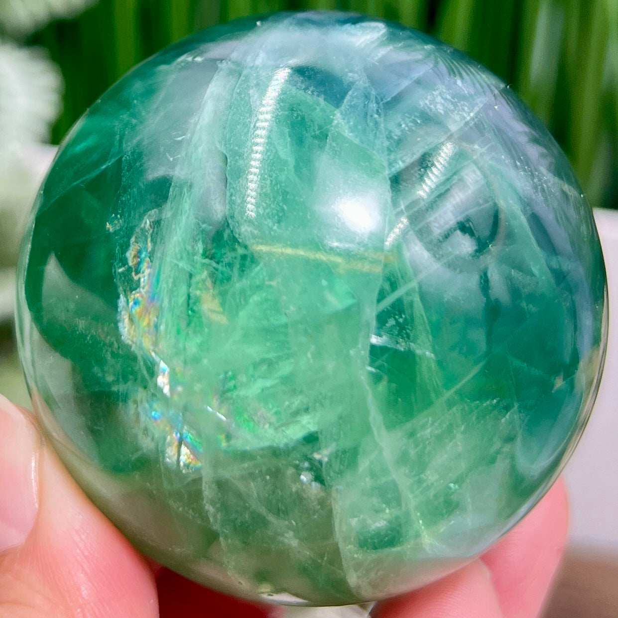 Fluorite Purple Green Flashy Sphere Healing Crystal Ball 352g 60mm