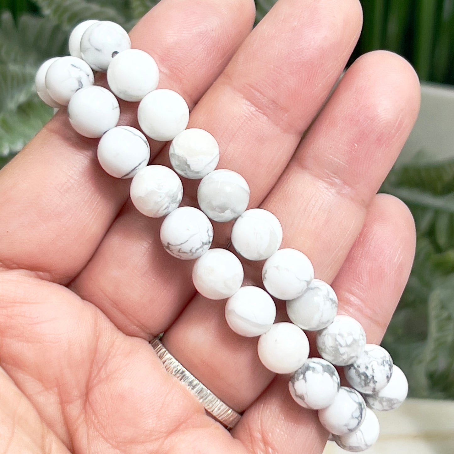 Howlite Crystals Bracelets Wearable Gemstones Elastic 8mm Beads 16cm