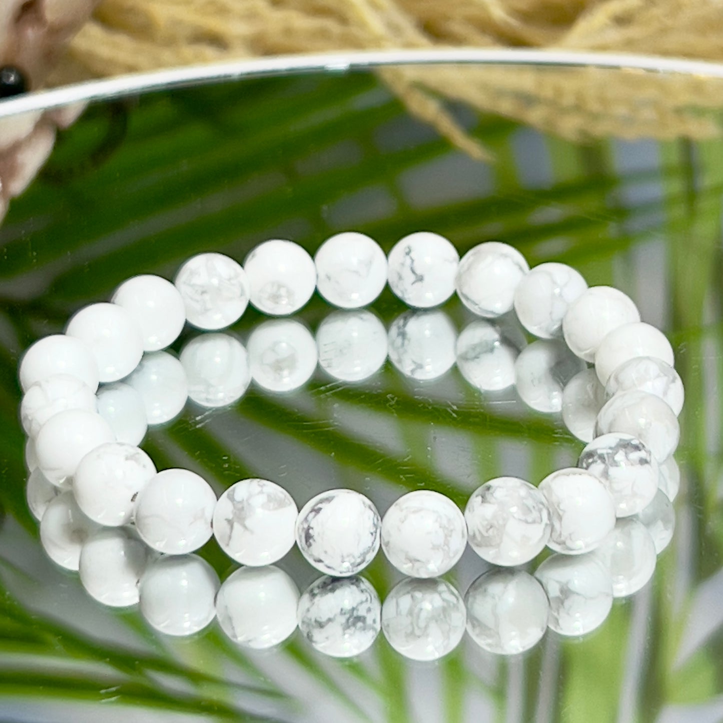 Howlite Crystals Bracelets Wearable Gemstones Elastic 8mm Beads 16cm