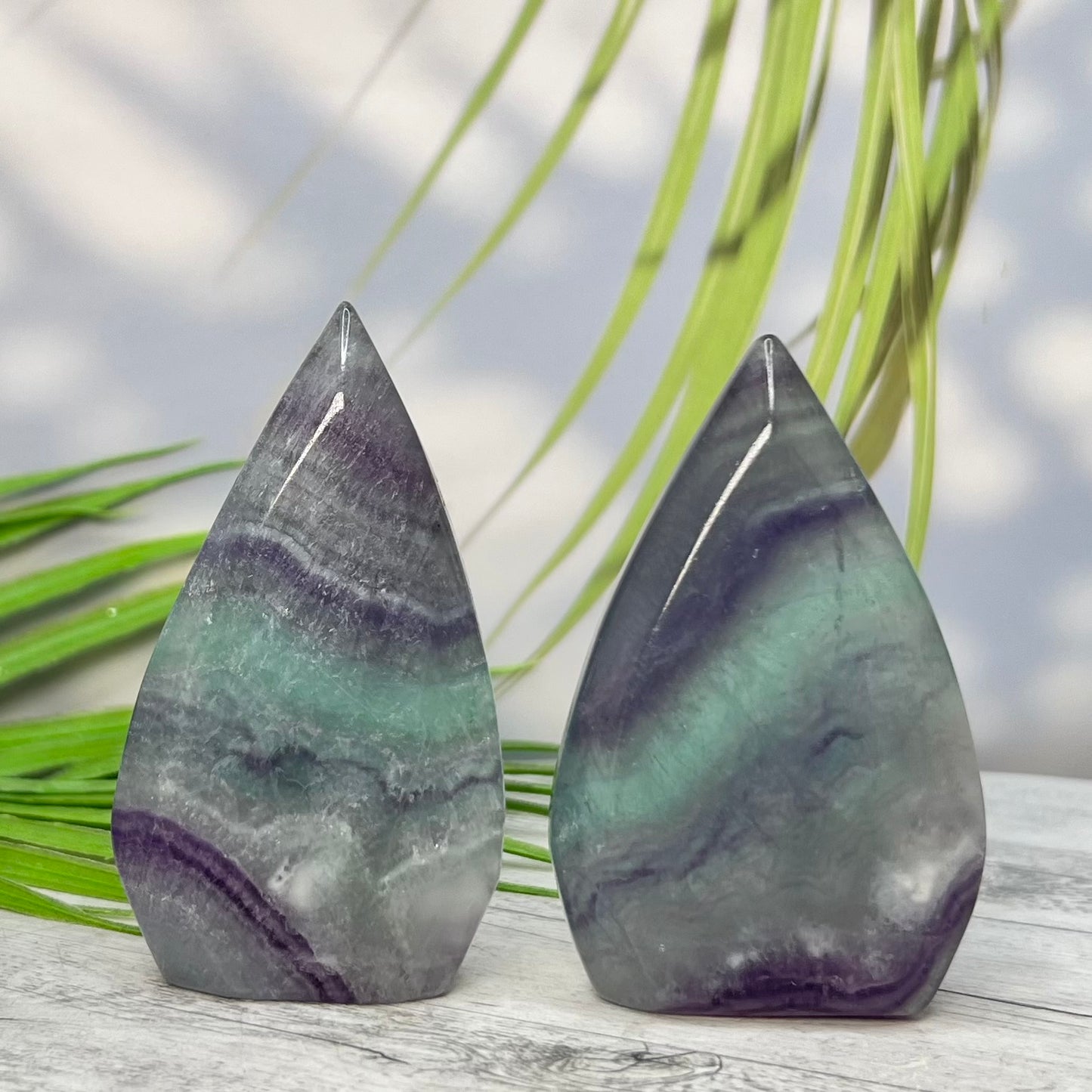 Fluorite Flames Free Form Crystal Carving Australian Seller