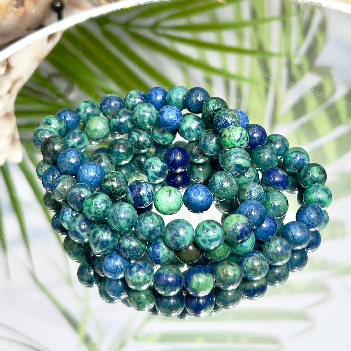 Chrysocolla Malachite Turquoise Azurite Crystals Bracelets Wearable Gemstones Elastic 8mm Beads 16cm