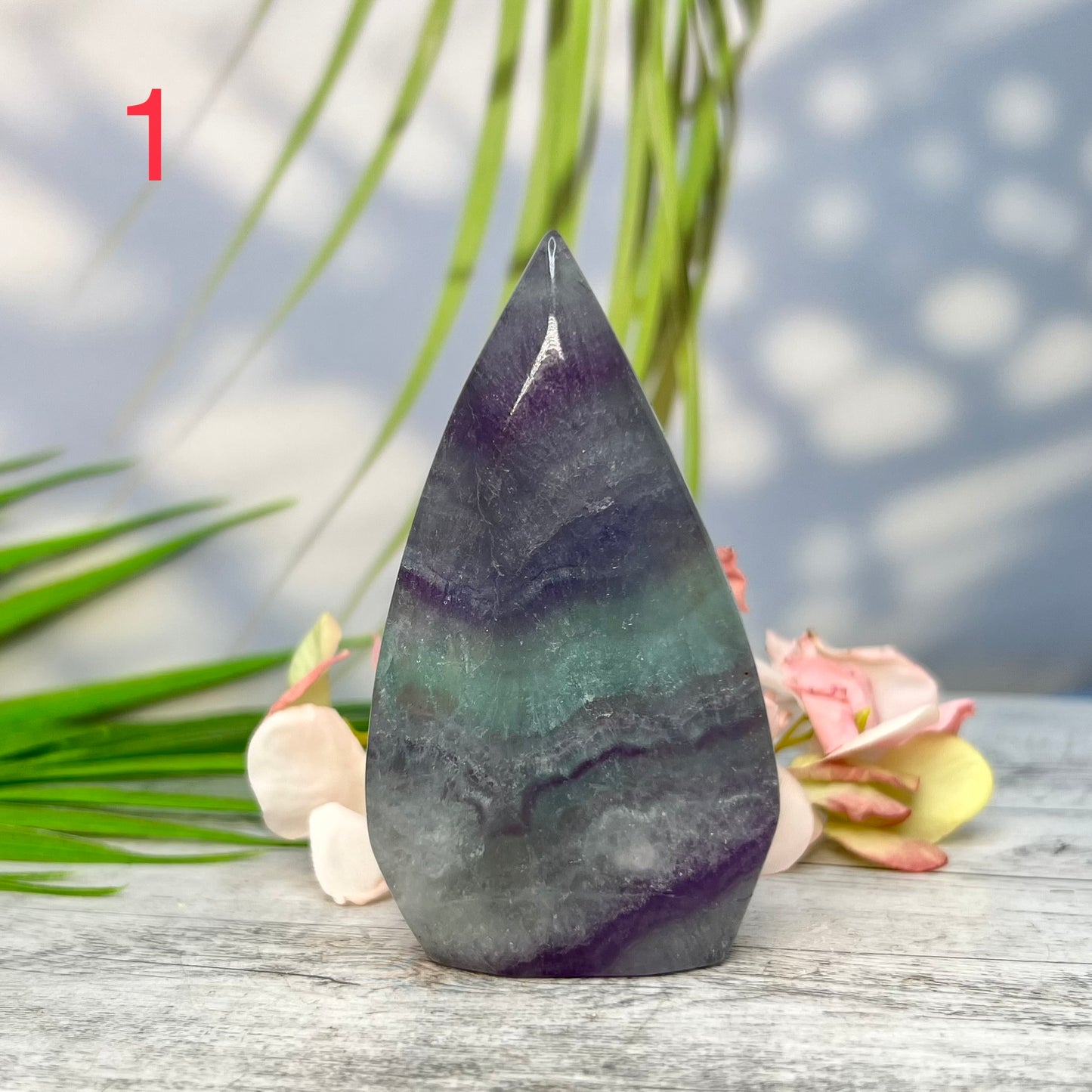 Fluorite Flames Free Form Crystal Carving Australian Seller