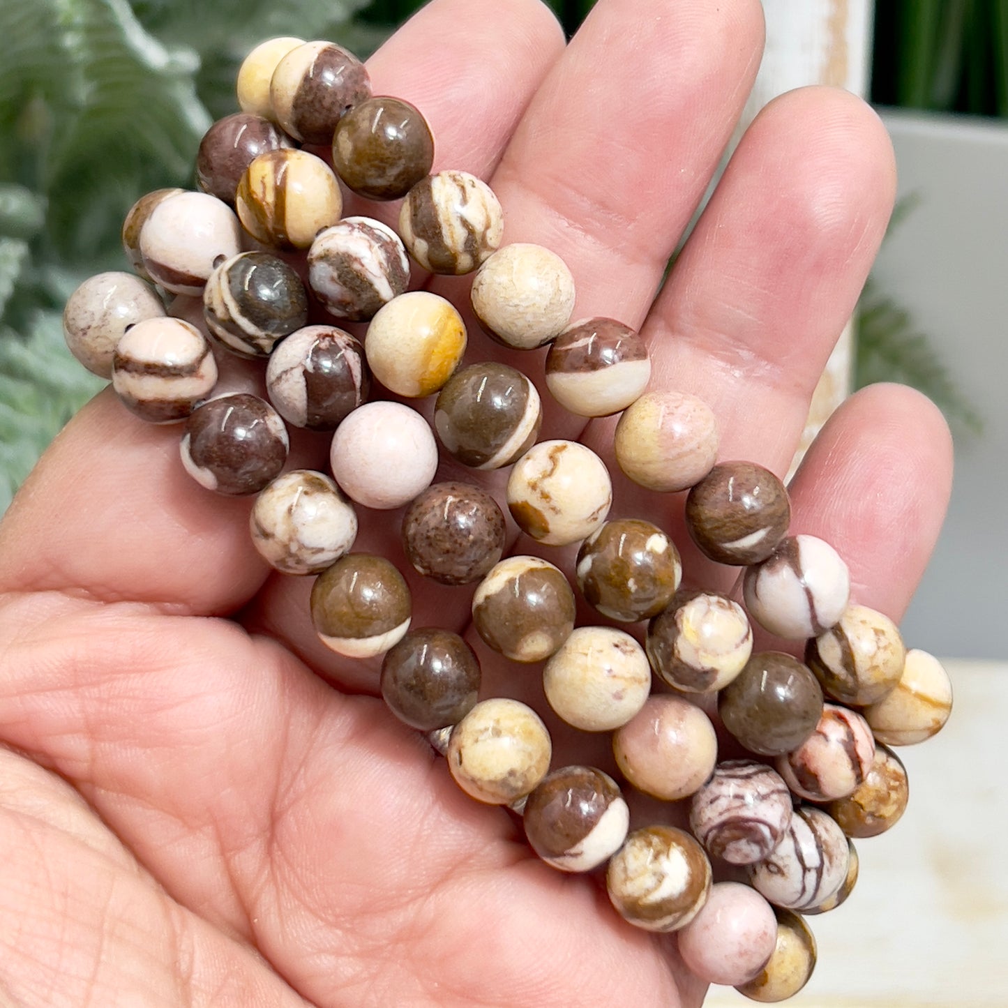 Chocolate Jasper Crystals Bracelets Wearable Gemstones Elastic 8mm Beads 16cm