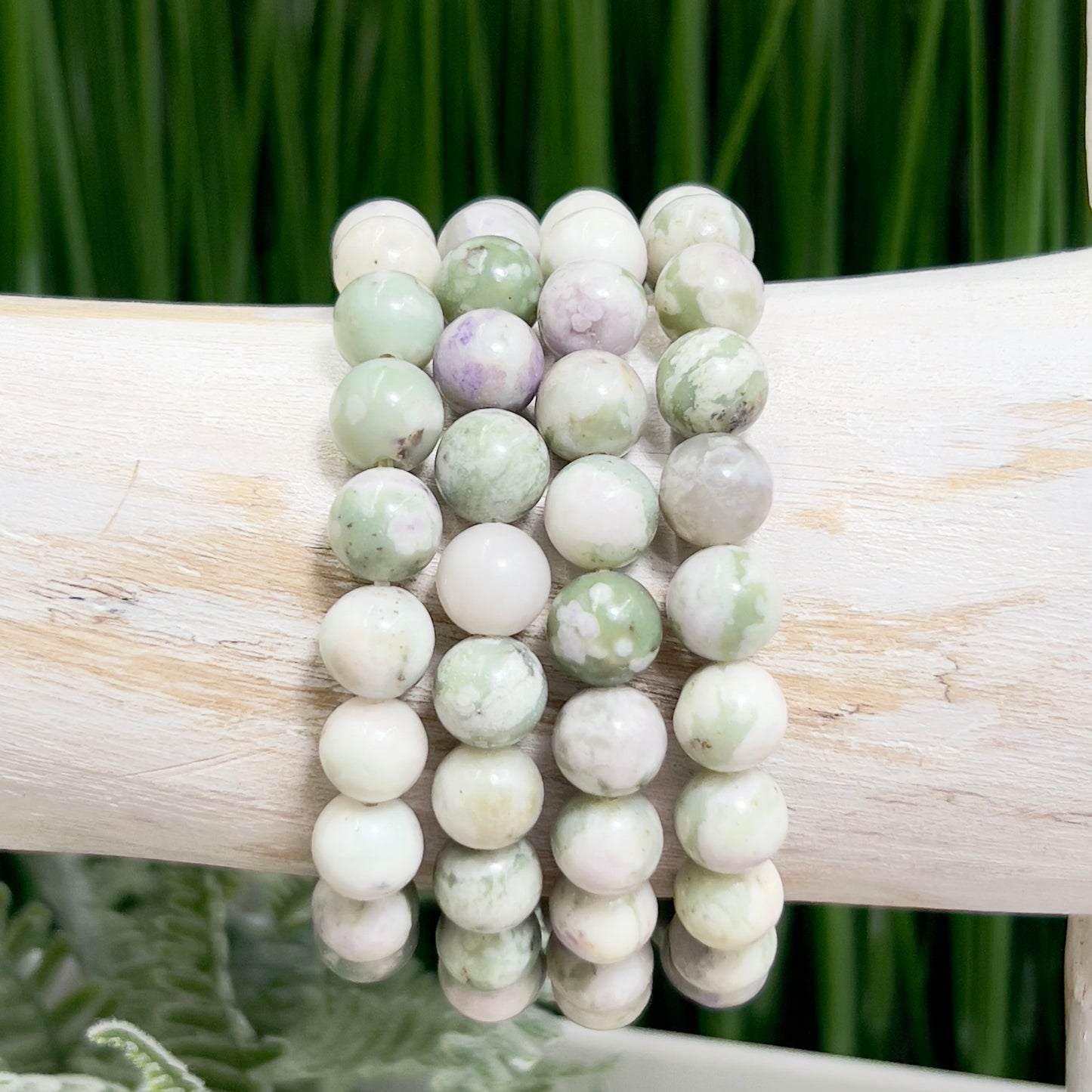 White Green Purple Jade Crystals Bracelets Wearable Gemstones Elastic 8mm Beads 15cm