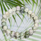 White Green Purple Jade Crystals Bracelets Wearable Gemstones Elastic 8mm Beads 15cm