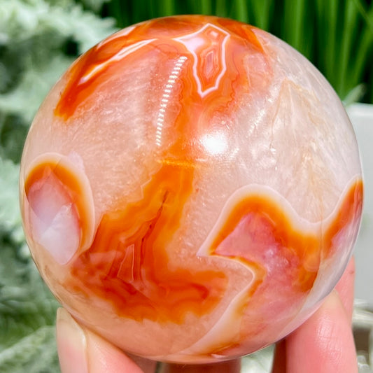 Carnelian in Quartz Sphere Healing Crystal Ball 432g 68mm