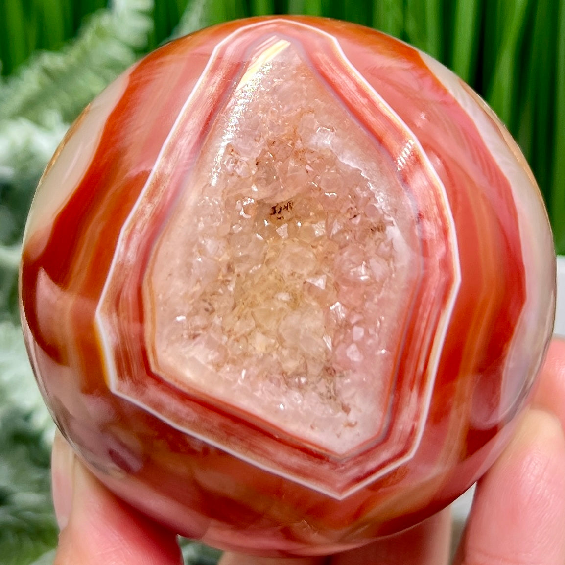 Carnelian with Quartz Sphere Healing Crystal Ball 594g 77mm