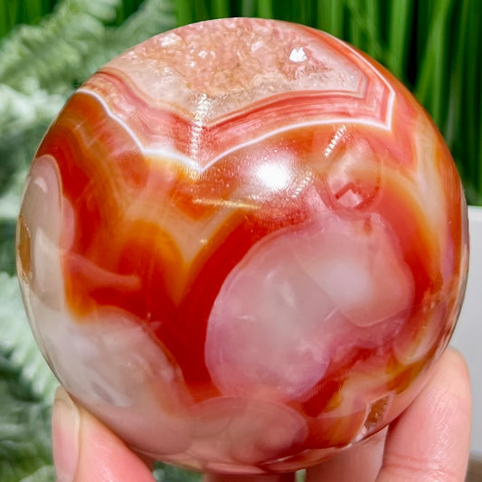 Carnelian with Quartz Sphere Healing Crystal Ball 594g 77mm