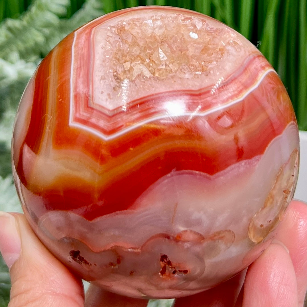 Carnelian with Quartz Sphere Healing Crystal Ball 594g 77mm