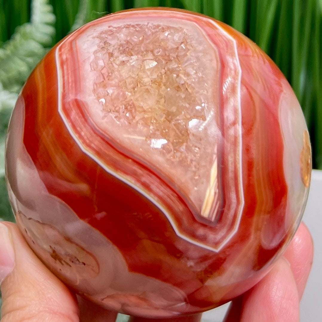 Carnelian with Quartz Sphere Healing Crystal Ball 594g 77mm