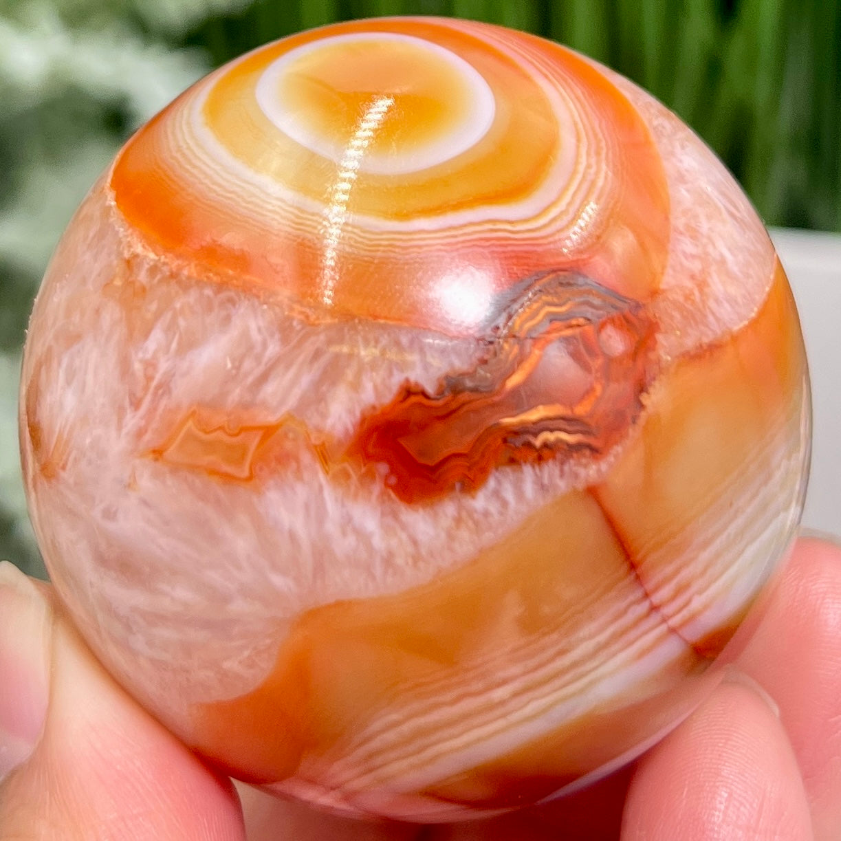 Carnelian with Quartz Sphere Healing Crystal Ball 270g 58mm