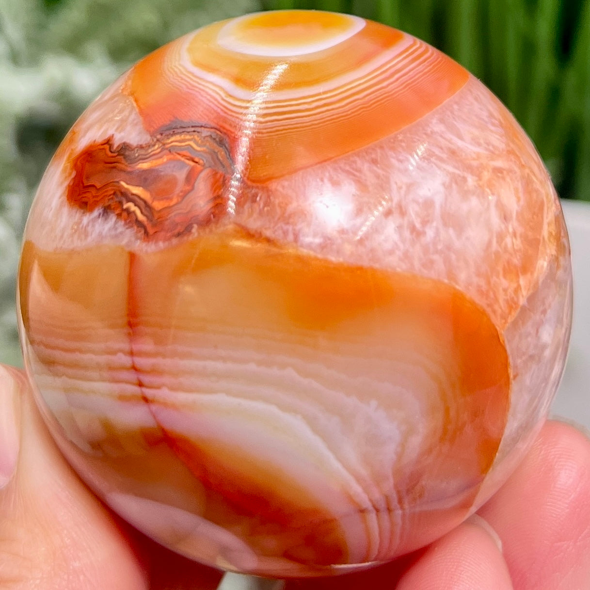 Carnelian with Quartz Sphere Healing Crystal Ball 270g 58mm