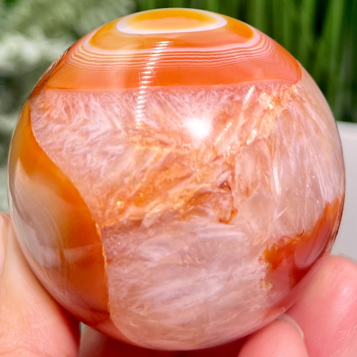 Carnelian with Quartz Sphere Healing Crystal Ball 270g 58mm