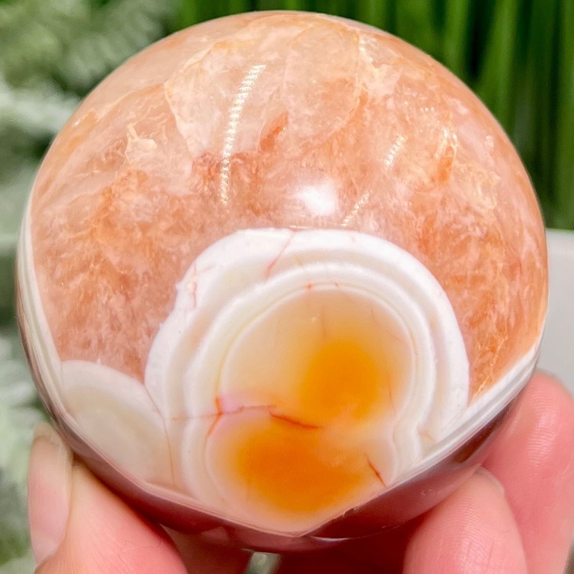 Carnelian with Quartz Sphere Healing Crystal Ball 298g 60mm