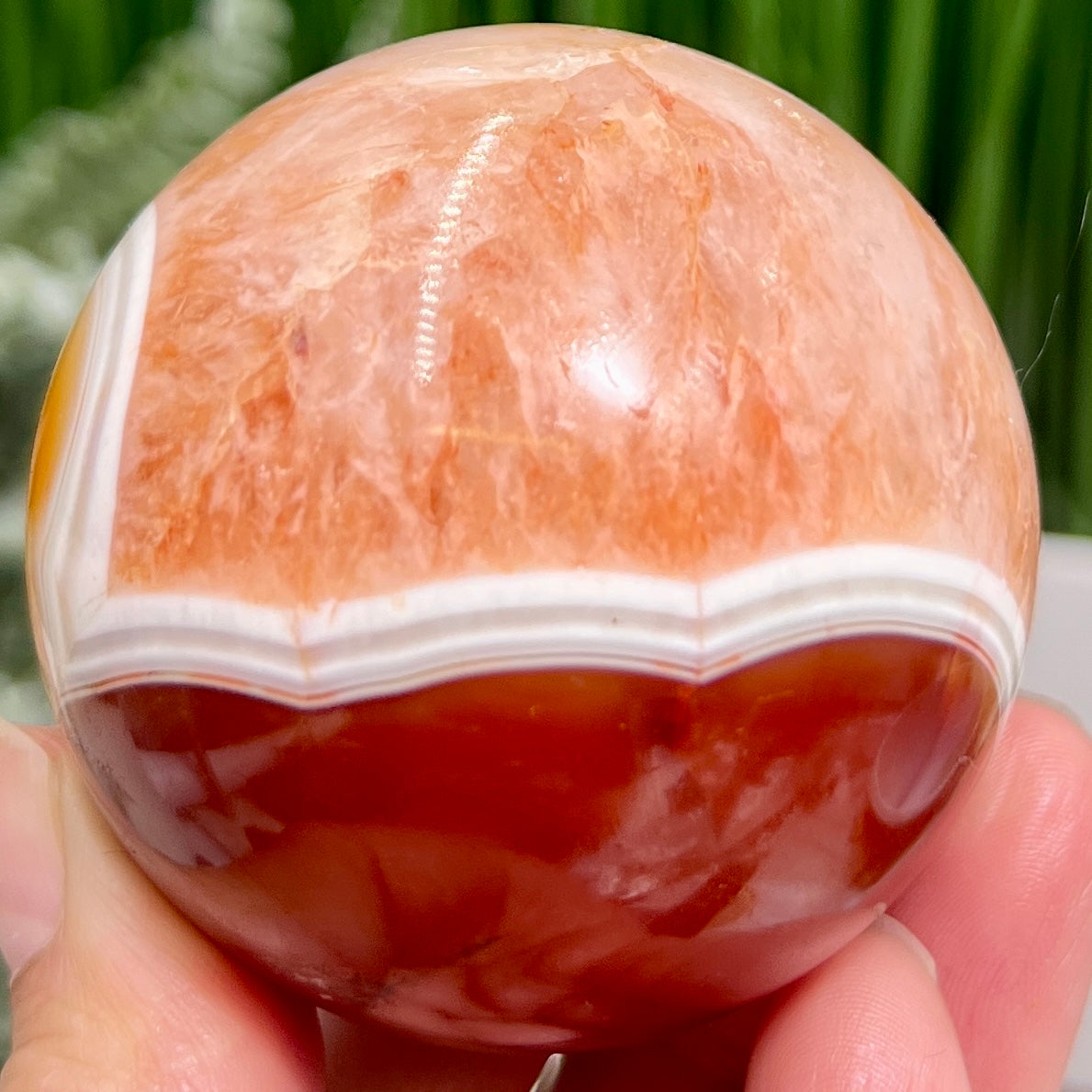 Carnelian with Quartz Sphere Healing Crystal Ball 298g 60mm