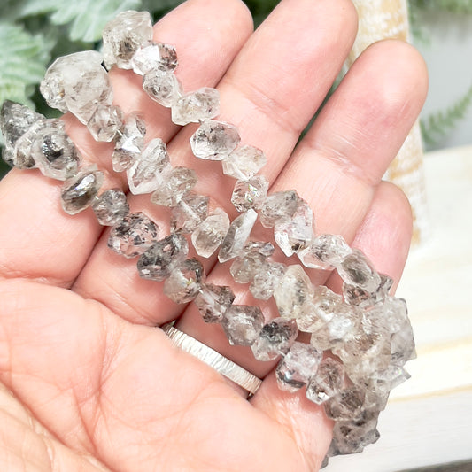 Herkimer Diamond Quartz Crystals Bracelets Wearable Gemstones Elastic 15cm