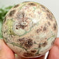 Russian Flower Cherry Blossom Jasper Sphere Rare Crystal Ball 380g 66mm