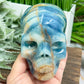 Blue Onyx Hollow Jaw Skull Healing Crystal Carving 1110g